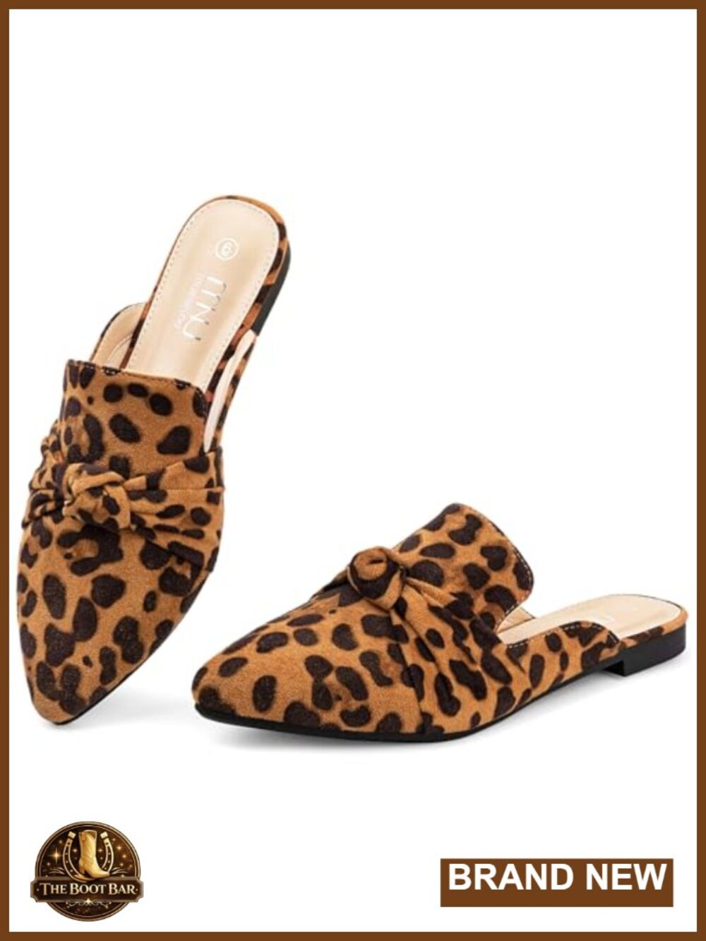Pointed Toe Mules with Bow Knot Slip On Memory Foam Flats